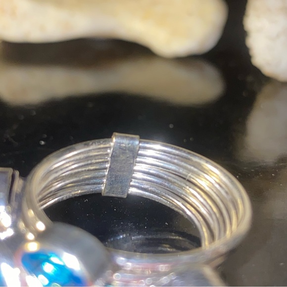 Blue Quartz multi-gem handcrafted ring - Picture 4 of 11